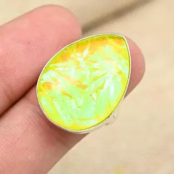 Желтый австралийский тройной опаловый драгоценный камень стерлингового серебра 925 пробы Необычное кольцо 4 жёлтый