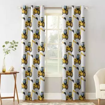 Желтый экскаватор Механическая машина Роскошные шторы для дома Товары для дома Гостиная Спальня Индивидуальные шторы 135W x 60H(cm)