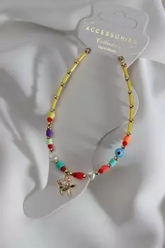 Желтый браслет из бисера с рыбьим концом