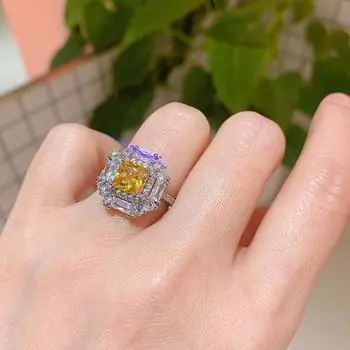 Желтый бриллиант микро бриллиант кулон желание знаменитости серьги кольцо ожерелье имитация комплект ювелирных изделий мода