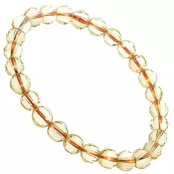 Желтый цитрин огранки L ноябрь природная сила удача [Синдзюку Кура] Бразилия, браслет, 6,5 мм, прибл.. 17.5cm (мужской M, женский размер),