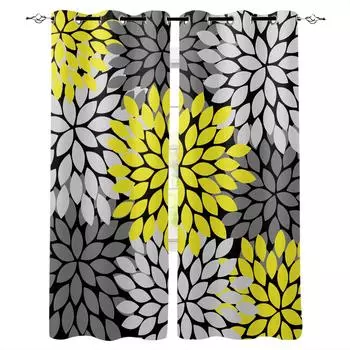 Желтый цветок георгина затемняющие шторы для гостиной оконные шторы для спальни кухонные шторы портьеры жалюзи W135 x H60cm