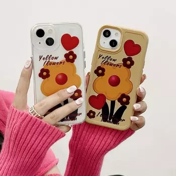 Желтый цветок Ins Love милый мультфильм противоударный силиконовый прозрачный мягкий чехол для телефона для Iphone 11 12 Promax Xsmax X Xr 14 13 Pro Max For iphone 12
