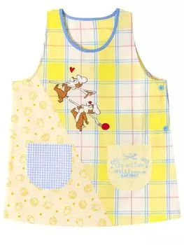 Желтый фартук для воспитателя детского сада Disney Character ML LL 3L Большой размер Чип Дейл Чип Дейл Стильный милый подарок на выпускной в детском саду [Mitake]