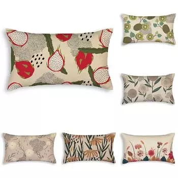 Желтый хлопковый льняной чехол с подсолнечником 30x50 см, наволочка с листьями и цветочным принтом, чехол для дивана, домашний декор, прямоугольная наволочка с цветком розы 30X50cm