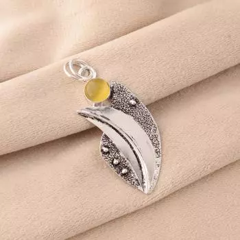 Желтый Камень Кошачий Глаз Ювелирные Изделия из Серебра 925 пробы Ручной Работы Праздничный Кулон PP-36-48