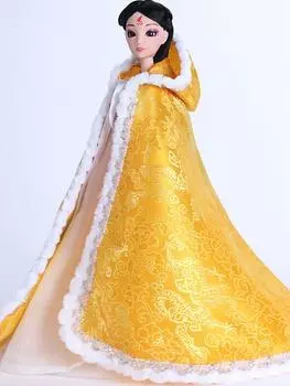 Желтый китайский древний костюм-накидка для куклы Барби, одежда, пальто, мантия, большой скрытый чехол, одежда, наряды для куклы BJD 1/6 жёлтый
