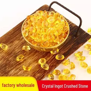 Желтый кристальный гравий в слитках для украшения дома и подарков на праздники 1.4cm crystal ingot жёлтый