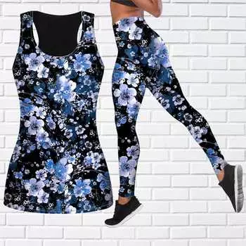 Желтый персиковый принт, наряд для йоги для женщин, модные леггинсы для тренировок, спортивные повседневные штаны для фитнеса и йоги 7XL синий