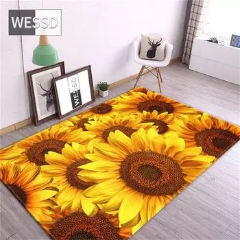 Желтый подсолнух, ковер для комнаты для девочек, скандинавский милый ковер с цветочным рисунком, прикроватный коврик для спальни, украшение для комнаты, кухонный коврик, коврик для балкона 40x60cm 1pcs