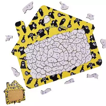 Желтый призрак мультфильм головоломка, Деревянный Деревянный пазл Орнамент, Мебельный декор головоломка, Настольный орнамент