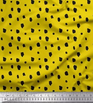 Желтый японский креп-сатин Soimoi, мазки и точки, абстрактные принты на ткани, 42 дюйма на метр 42 Inch Wide - Cotton Voile жёлтый