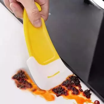 Желтый силиконовый скребок для кухонной плиты, сковороды, дна, мягкий скребок, термостойкий скребок, кухонный инструмент жёлтый