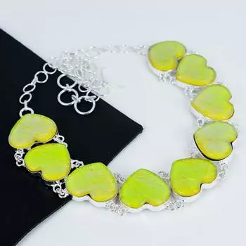 Желтый триплет огненный опал драгоценный камень ручной работы серебро 925 пробы гальванопластика ожерелье, опал серебро для жены унисекс ожерелье 20 жёлтый