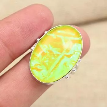 Желтый Триплет Опал Драгоценный Камень Стерлингового Серебра 925 Ювелирные Изделия Ручной Работы Женское Кольцо 4 жёлтый