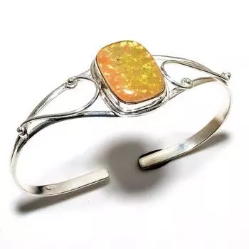 Желтый тройной опал, драгоценный камень 925 пробы, посеребренный ювелирный браслет-манжета ручной работы