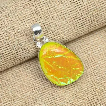 Желтый тройной опал, драгоценный камень, стерлинговое серебро 925 пробы, необычные подвески ручной работы, ювелирные изделия 1.57 Inches жёлтый