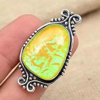 Желтый тройной опал драгоценный камень стерлингового серебра 925 пробы кольцо ручной работы женские украшения 4 жёлтый