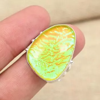 Желтый тройной опаловый драгоценный камень 925 пробы Серебряные ювелирные изделия Мемориальное подарочное кольцо ручной работы 4 жёлтый