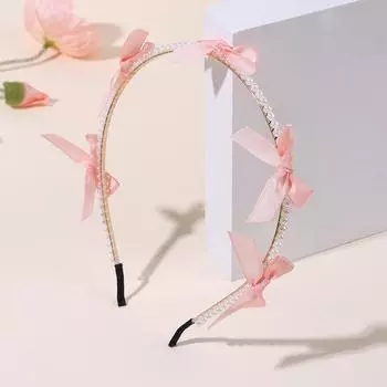 Жемчуг Бант Повязка на голову Милая Элегантная Стразы Повязка для волос Обруч для волос Для девочек Женщин Детей Вечеринка Корейский Головной убор Аксессуары для волос