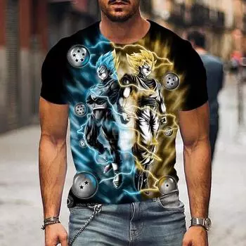 Жемчуг дракона, летние модные футболки с 3D принтом для мужчин, повседневные футболки с круглым вырезом и короткими рукавами, уличная одежда, свободные топы в стиле аниме 6XL