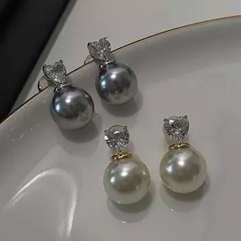 Жемчуг Простой Нишевый Дизайн Высокого Класса Изысканный Свет Роскошная Атмосфера Высокого Класса Любовь Циркон золотой