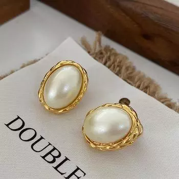 Жемчужина французский новый популярный атмосфера свет роскошь высокое чувство ретро овальный гвоздик женский