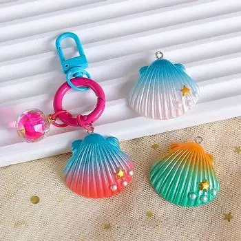 Жемчужина Имитация морской ракушки Градиентный цвет DIY ювелирные изделия Аксессуар Модный кулон из смолы в виде морской звезды green&blue-starfish