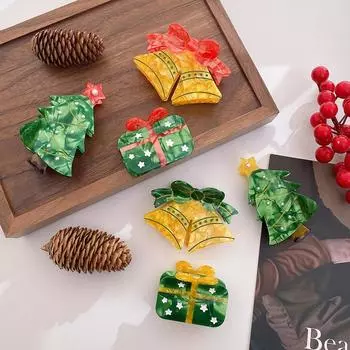 Жемчужина Рождественская Акула Зажим Колокольчик Креативный Акула Зажим Модный Уксусная Кислота Волосы Коготь Женщины red-gift box