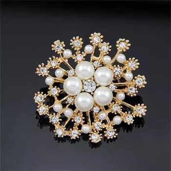 Жемчужина Винтаж Цветок Брошь Булавка Броши Для Женщин Подарок золотой