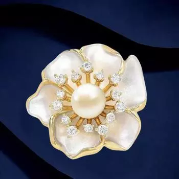 Жемчужная брошь «Камелия» Ниша Изысканный темперамент Цветочная булавка Декоративные аксессуары Подарок Двойного назначения Высококачественный корсаж Женщина electroplated real gold