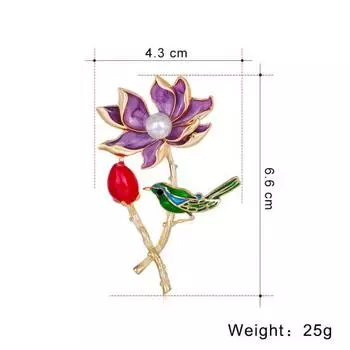 Жемчужная брошь с цветком лотоса, женская ретро-темперамент, корсаж, антисветовые аксессуары, корсаж с животными фиолетовый
