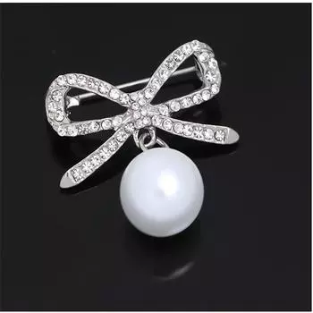 Жемчужная булавка с антибликовым покрытием, изысканная брошь со стразами, украшенная стразами, бант для корсажа, одежда