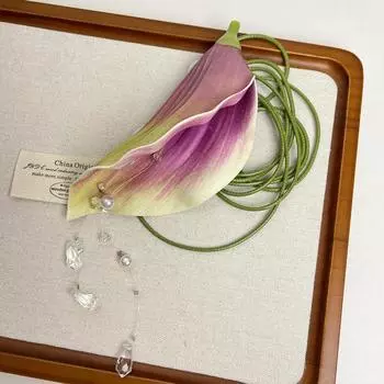 Жемчужная кисточка Милый цветок Чокер На шнуровке Цветочная цепочка для ключицы Ожерелье Zantedeschia Женщины Style2