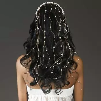 Жемчужная лоза для волос невесты свадебная повязка на голову ручной работы бисерный головной убор для женщины жемчужный наряд для волос невесты белый