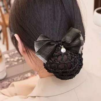 Жемчужная подвеска бант пучок снуд пружинный зажим бант заколки для волос сетчатый чехол для женщин/девочек чёрный
