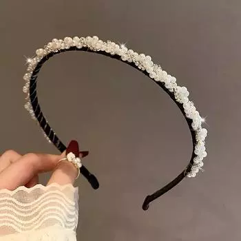 Жемчужная повязка на голову Стразы Корейские повязки на голову Модная оправа Повязка для волос для женщин Милая Нескользящая Для умывания Обручи для волос Оправа Головной убор