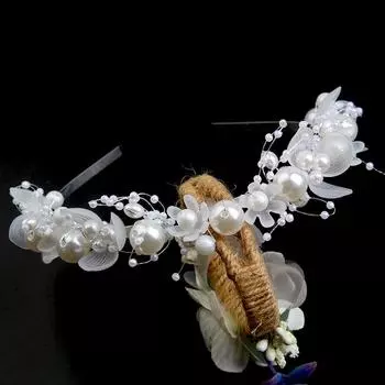 Жемчужная повязка на голову венок из цветов повязка на голову Mori bride crown sweet knot свадебное платье бисерный головной убор