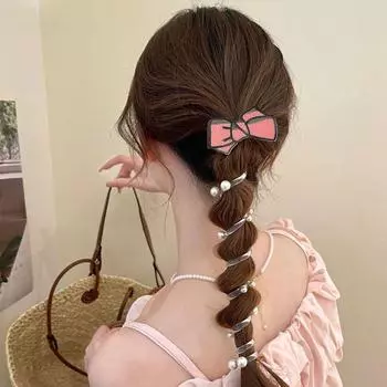 Жемчужная спиральная резинка для волос с высокой эластичностью для телефонной линии для девочек style4