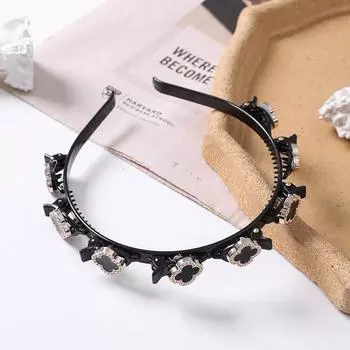 Жемчужная Стразовая Плетеная Повязка на Голову для Женщин Модная Нескользящая Повязка на Голову Корейская Простая Повязка для Волос Аксессуары для Волос для Девочек