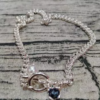 жемчужно-голубой кристалл qt пряжка ожерелье нишевый дизайн интернет-магазин ювелирных изделий серебряный