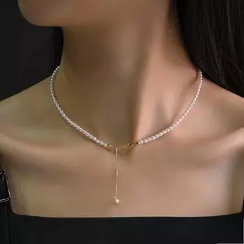 Жемчужное колье Ювелирные изделия Женский Высокий вкус Сильный свет Милле-бусины Ключичная цепочка Цепочка на шею 4mm