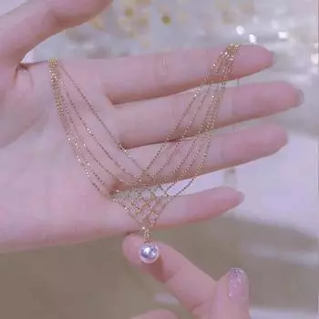 Жемчужное кружевное ожерелье с рыбьим хвостом, роскошное ожерелье из натурального пресноводного жемчуга, темперамент, модная цепочка с воротником, короткое женское ожерелье