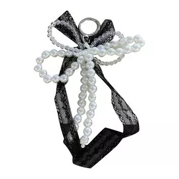 Жемчужное кружево, бантик, шарм, брелоки, милый, прекрасный кулон, подвеска, украшение, брелок для ключей, украшение для рюкзака для женщин, девушек чёрный