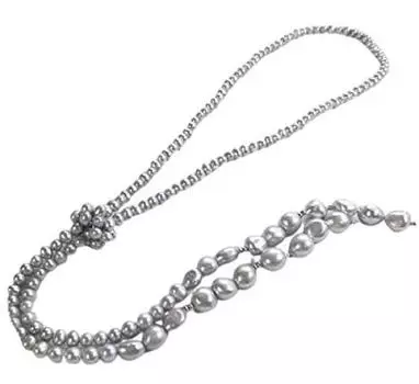 Жемчужное ожерелье длинное ожерелье с Y-образным вырезом, серый пресноводный жемчуг 90 см, для ежедневного использования, регулируемая длина [Bijuu YASUO] серый