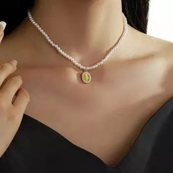 Жемчужное ожерелье для женщин, легкая роскошь, нишевые ожерелья высокого класса, лето 2023, новые минималистичные аксессуары-цепочки на ключицу из проса Adjustable size
