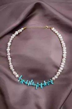 Жемчужное ожерелье из синего натурального камня