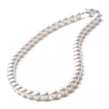Жемчужное ожерелье класса люкс отечественного производства Grand Premium 8 мм 39 см белое серебро бренд 3 года гарантии [VOTRE COUTURE]