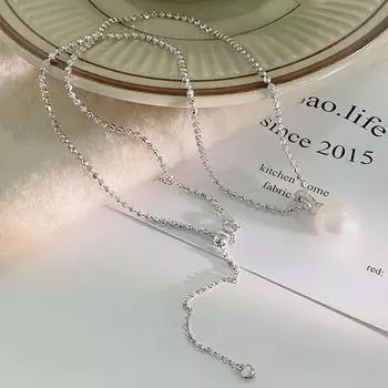Жемчужное ожерелье, легкая роскошь, элитный, французский темперамент, изысканная цепочка на ключицу, женский нишевый дизайн