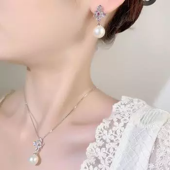 Жемчужное ожерелье Niche Light Luxury High-end Temperament New Summer Suit Подвеска Серьги-гвоздики для женщин